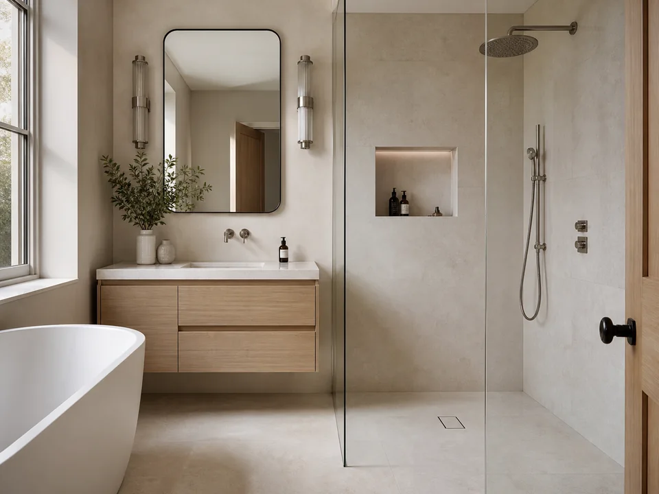 Modern bathroom with walk-in shower